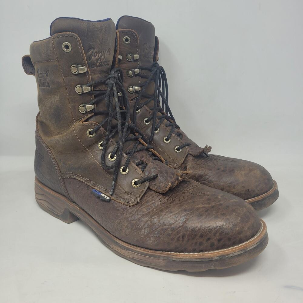 Tony Lama Boots Mens 14EE Brown Leather High Plains Waterproof Comp Toe Work